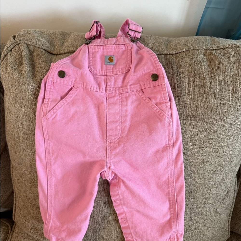 Carhartt Kids Overalls in Bright Pink